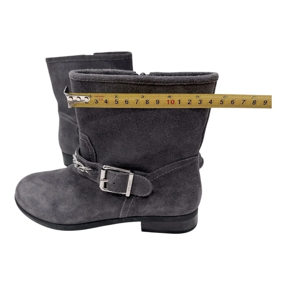 Vionic Crescent Gray Suede Moto Ankle Boots Size 7.5